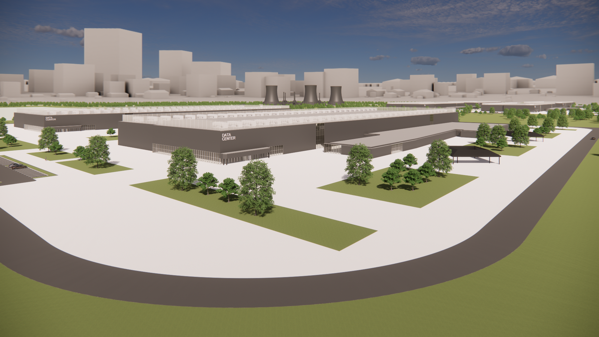 Data center exterior visualization from a separate portfolio concept